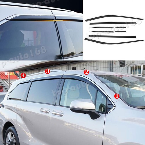 Black Chrome Window Visor Vent Shades Sun Rain Guard For Toyota Sienna 2021-2024 - Picture 1 of 9