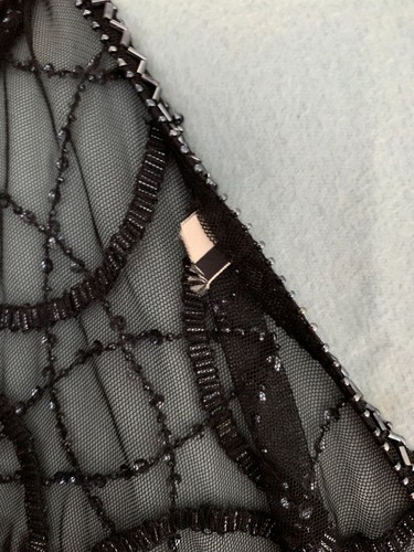 Topshop beaded wrap top 12 VGC sequin sheer black beaded evening - Picture 10 of 12