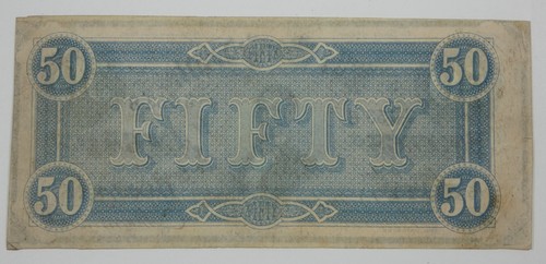 US Confederate Currency 2/17/1864 $50 T-66 EXTRA FINE ~ several pinholes - Picture 2 of 4