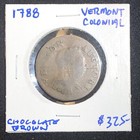 1788 Vermont Colonial Copper Coin Nice Chocolate Brown Patina
