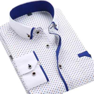 White Big Size 5XL Men Dress Shirt New Long Sleeve Down Collar Business  Shirts | eBay