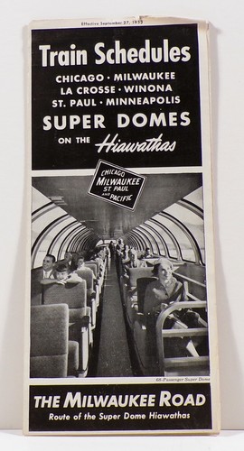 The Milwaukee Road 1953 Zugfahrplan, Super Dome, Hiawatha, Pioneer, Columbian - Bild 1 von 2