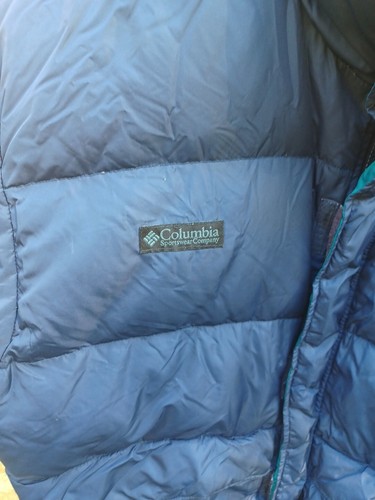 Vintage 2000s Columbia Puffer Down Filled Jacket Mens L Tall Y2K Navy Blue Coat - Picture 5 of 16