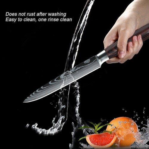5” Slicing Knife Japanese Damascus Steel Kitchen Knife Meat Cleaver Chef's Knife - Foto 13 di 19