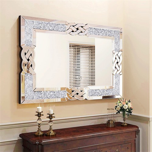 Various Unique Glass Framed, Crystal Border Wall Mirrors Entryway Home Decor - Picture 25 of 124