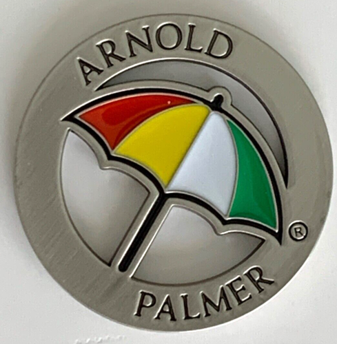 ARNOLD PALMER REGENSCHIRM GEFRÄST AUSGESCHNITTEN GOLFBALL MARKER FENSTER GESCHENKBOX C13 - Bild 2 von 3