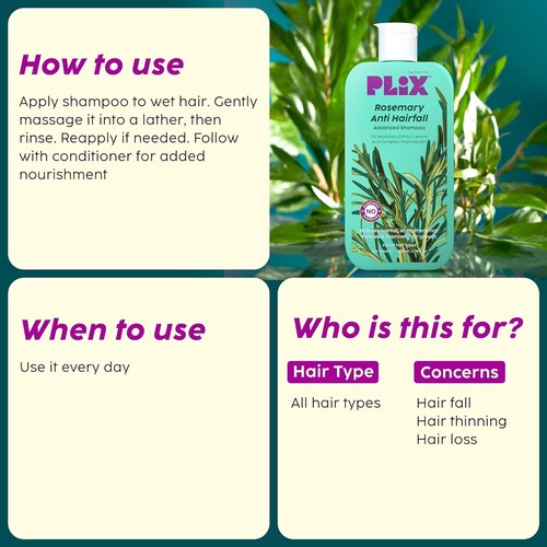 PLIX - THE PLANT FIX Rosemary Anti Hairfall Regime Combo For Unisex Free Ship - Picture 6 of 9