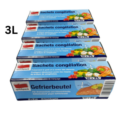 120 quickpack Gefrierbeutel Gefriertüten Tiefkühl Beutel 3 Liter Allzweckbeutel