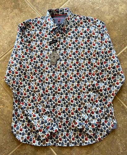 Luchiano Visconti Casual Shirt Sz XL Multicolor Leaf Print Long Sleeves $135 NWT - Picture 2 of 8