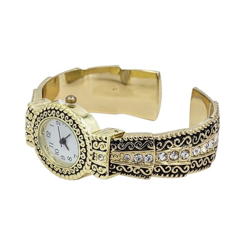 Blekon Collections Qrtz 26mm Case Antique Designed Bezel Rhinestone Bangle Watch - Picture 24 of 26