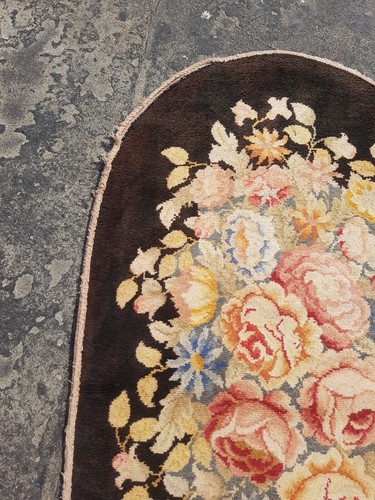 Vintage Chinese Floral Oval Beautiful Art Deco Home Decor Rug Carpet 154x87 cm - Picture 7 of 19