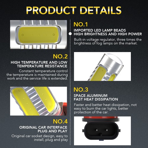 H11 LED 80W Bulb 12V for 2012-2019 Can Am Outlander Max 500 570 650 800 850 1000 - Picture 9 of 12