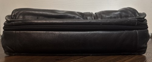 Tumi schwarze Leder Aktentasche Schultergurt fehlt mit Reißverschlusstaschen - Bild 8 von 10