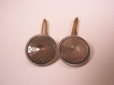 SINGLES 2 1/2" Gray Round MOP Gold Plate Vintage Formal Tuxedo Shirt Stud c291