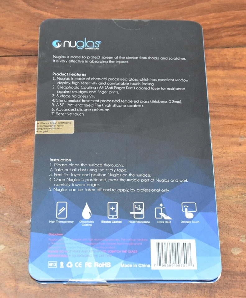 Protector de pantalla de vidrio templado NUGLAS - iPhone 7 - Nuevo en paquete Foto 3 de 4