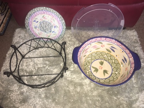 TEMP-TATIONS by Tara Old World Confetti 4 Pc 1.5 Qt BOWL Cover Trivet & Rack - Picture 3 of 12