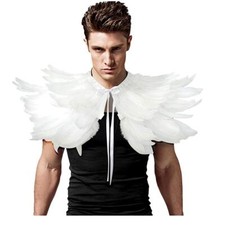 Men' Gothic Natural Feather Shrug Shawl Cape Stole Collar Halloween Costumes ...