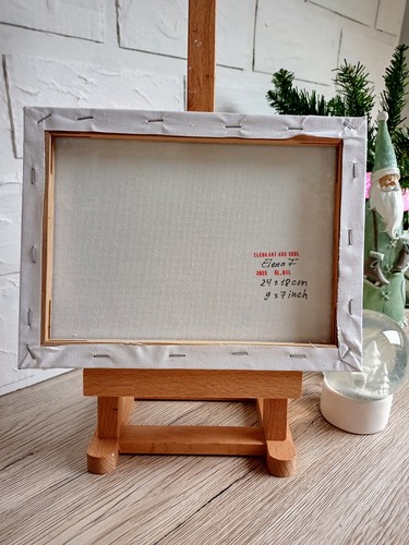 Winter Ölmalerei 24x18 cm Schneelandschaft Original Ölgemälde auf Leinwand - Bild 9 von 11