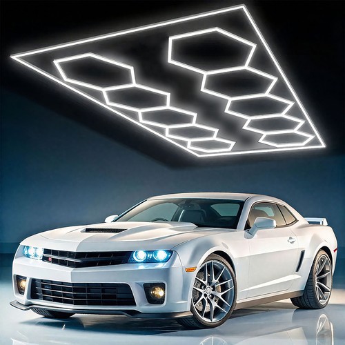 LED Hexagon Garage Lights 6500K Car Detailing Shop Light with Border for Garage - Bild 2 von 12
