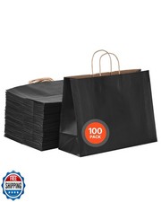 VEVOR Kraft Paper Bags with Handles, 100Pcs 16 x 6 x 12 in, Large Paper Groce
