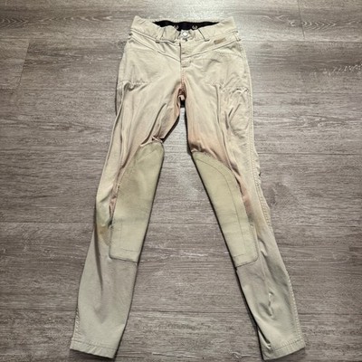 Kerrits Riding Breeches Women XS Beige Nylon Knee Patch Equestrian Horse 23x26
