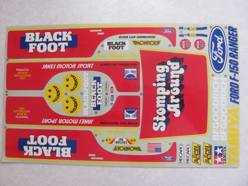 Vintage Tamiya Blackfoot Ford F150 Sticker / Decal Sheet - 1986 Issue - PRISTINE