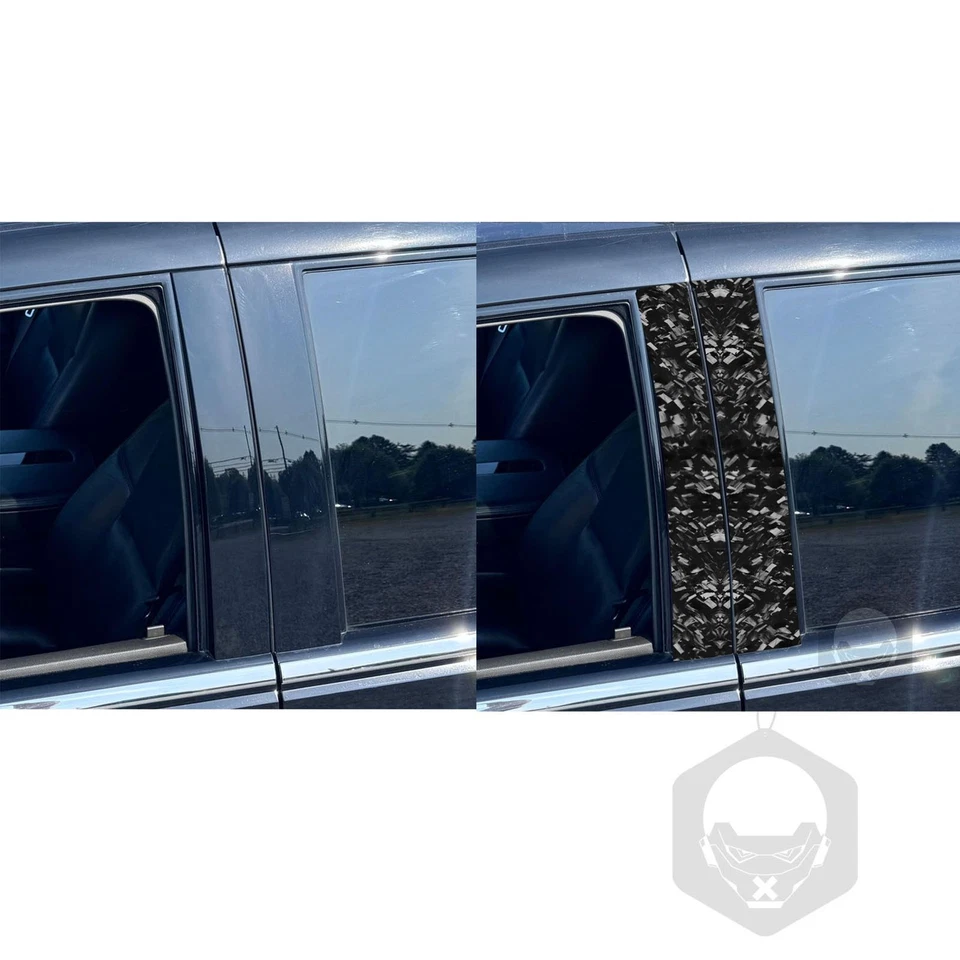 4x Forged Carbon Fiber Exterior B-pillar Panel Cover For Cadillac Escalade 07-14 - Image 4 of 4