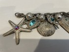 Vintage Charm Bracelet Silver Gold Tone Ocean Sea Shell Starfish Stones 7"