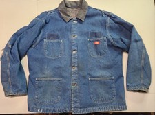 Vintage 70's Dickies Denim Jacket Blanket Lined Chore Barn Corduroy Collar XXL
