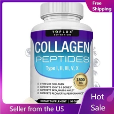 Toplux Multi Collagen Peptides Pills 1800 Mg Complex Premium Collagen Complex
