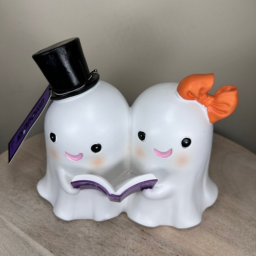 Gruselige zwei singende weiße Geister Halloween Figur niedliche gruselige Deko NEU - Bild 9 von 10