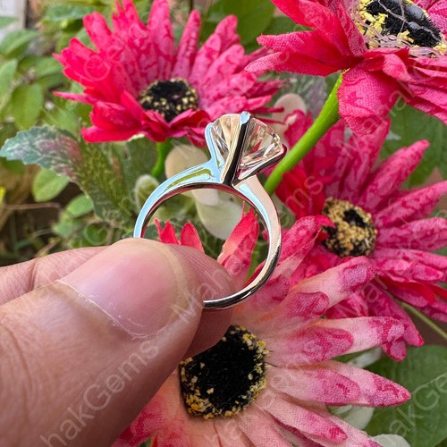 4 TWC Moissanite Round Cut 925 Sterling Silver Wedding Ring GITL Certified - Picture 3 of 6