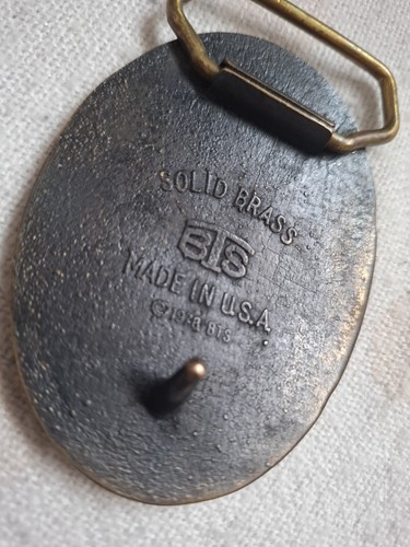 Vintage Hunting Dog Pointing in Field Solid Brass BTS Belt Buckle Made in USA  - Picture 7 of 9