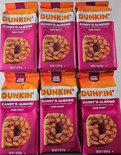 Dunkin Ground Coffee CANDY'D ALMOND Dark Roast 11 Oz Bag- 6 Pk Best By: 4/2025