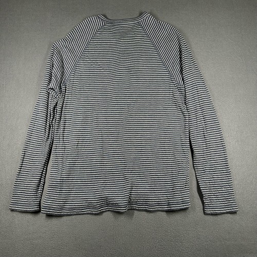 Faherty Shirt Mens Medium Blue White Striped Henley Long Sleeve Cloud Cotton - Picture 7 of 9