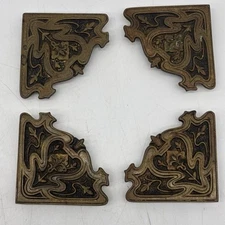 ANTIQUE ART NOUVEAU BRASS Frame Desk Corner Protector