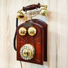 Antico telefono vintage in legno replica da collezione decorazione casa da...