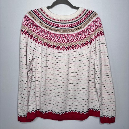 Talbots Fair Isle Pullover Gr. XL Strick rot creme gepunktet Lammwollmischung - Bild 5 von 8
