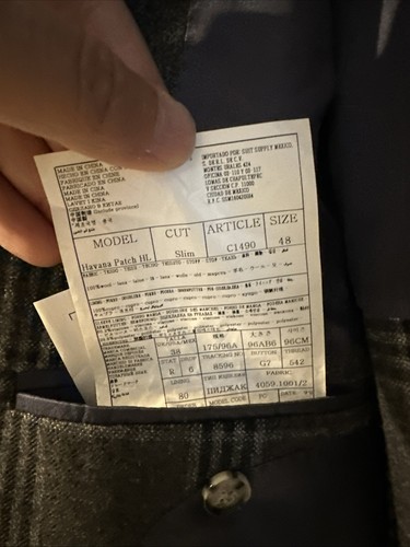 SUITSUPPLY Havana Patch Mens Blazer US 38R Dark Gray “Pure Wool” Unaltered - Picture 4 of 4