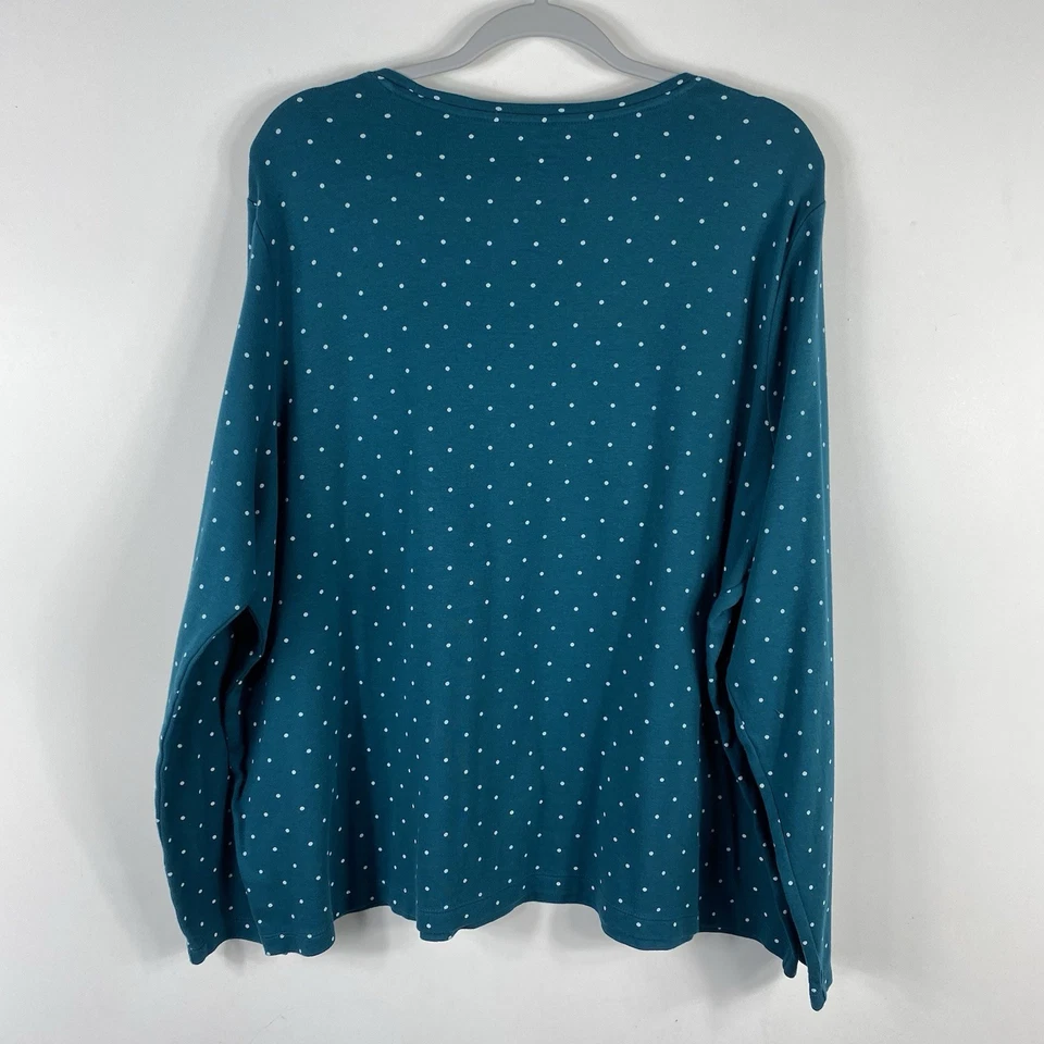 Топ Kim Rogers размер 2X в горошек идеально мягкий с длинным рукавом футболка 100% хлопок - Изображение 2 из 4