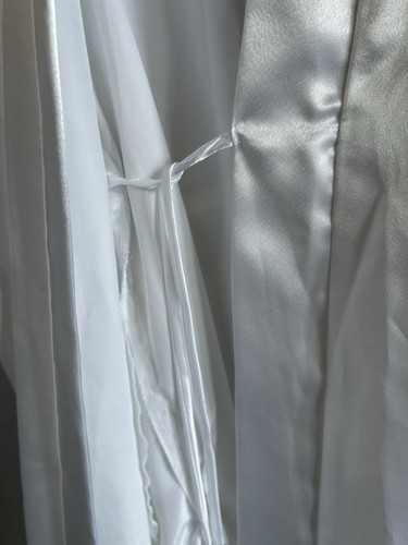 Vtg Wedding Engagement Nightgown Robe Set Satin Lace Bridal Embroidered 1980s L - Picture 13 of 24