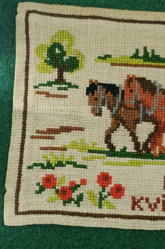 Vintage Finished Cross Stitch 22" x 12" Handmade DAGENS ID KVÄLLENS FRID - Picture 3 of 19