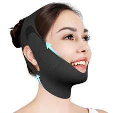 Chin Strap for Sleeping,Adjustable Strap,Jaw Strap,Jawline M, black 