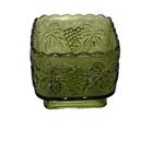 Vtg green Anchor hocking & Indiana square grape cluster leaves depression glass