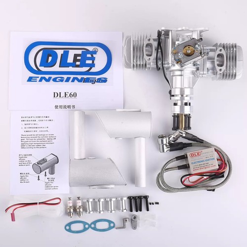 Gas Engine DLE 60CC Twin Cylinder Two Stroke Side Exhaust with CDI & Muffler - Picture 5 of 8