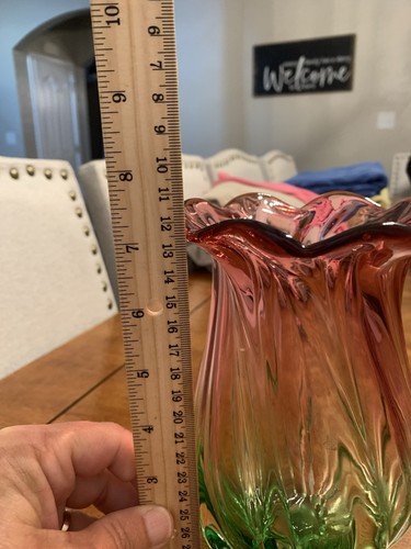 Vase - Murano - Green/Pink - Hand Blown - Picture 4 of 4