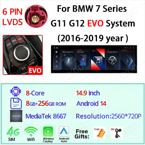 Android 14.9" For BMW 7 Series G11 G12 2016-19 EVO CarPlay GPS Car Radio Screen - Picture 23 of 26