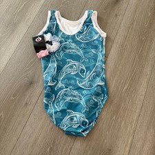 NWT Gym Gear Leotards Kids Blue White Graphic Gymnastics Leotards Unitards S14