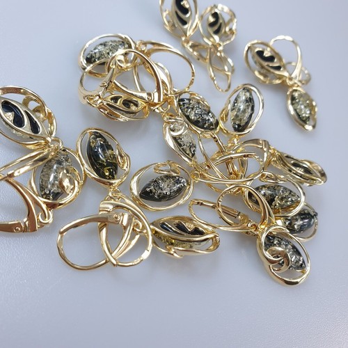 Orecchini ambra verde gioielli in oro leva gioielli regalo per mamma donna nuovi - Foto 4 di 7