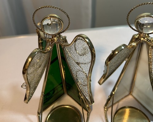 Set Of 3 Vintage Leaded Glass Angel Votive Holders - Picture 6 of 16